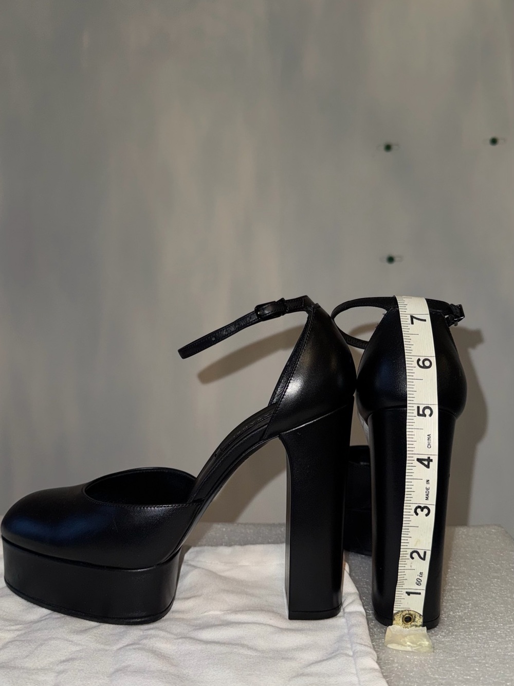 Casadei Betty Black Leather Platform Ankle Strap Pumps 36.5